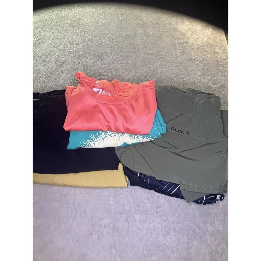New Balance Nike Champion Hurley Wonder Nation Boys Lot 10/M/L Shorts Tees 8pc.